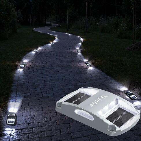 AGPTEK Solar Driveway Lights 12 Pack, Outdoor Deck Dock Marine LED Solar Powered Waterproof Driveway Marker Lights for Warning Step, Sidewalk, Pathway, Garden, Yard (Blue Light) in Kuwait