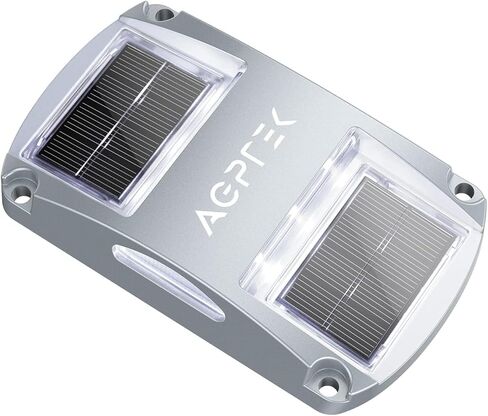 AGPTEK مصابيح الممر الشمسية 12 حزمة، سطح السفينة في الهواء الطلق البحرية LED تعمل بالطاقة الشمسية أضواء علامة الممر للماء لخطوة تحذير، الرصيف، المسار، حديقة، ساحة (الضوء الأزرق) in Kuwait