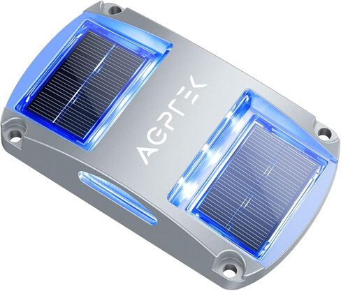 AGPTEK مصابيح الممر الشمسية 12 حزمة، سطح السفينة في الهواء الطلق البحرية LED تعمل بالطاقة الشمسية أضواء علامة الممر للماء لخطوة تحذير، الرصيف، المسار، حديقة، ساحة (الضوء الأزرق) in Kuwait