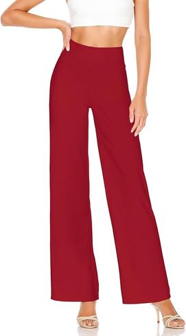 Hybrid & Company Womens Ultra Comfort Ponte Fabric Pull on Casual Wide Leg Pants in Kuwait