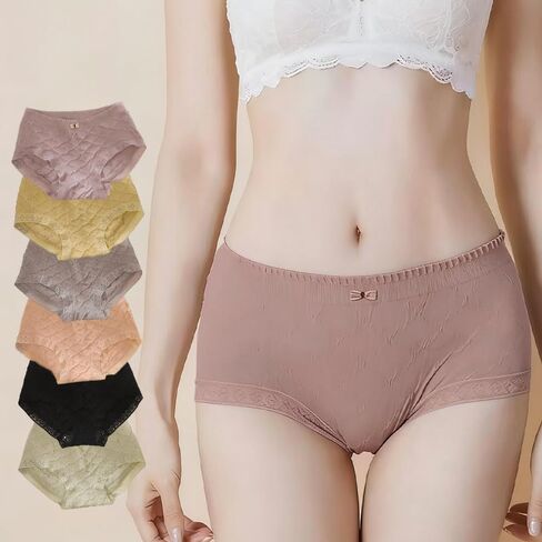 6 Pack Women Mid Rise Underwear Soft Stretch Briefs Seamless Edge Full Coverage Panties Breathable for Daily Wear in Saudi Arabia