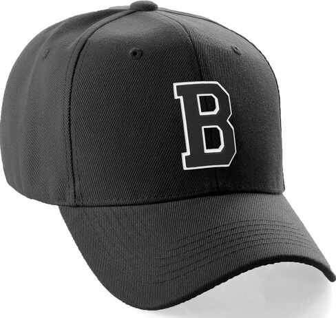 Classic Baseball Hat Custom A to Z Initial Team Letter, Black Cap White Black in Saudi Arabia