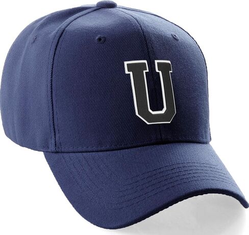 Classic Baseball Hat Custom A to Z Initial Team Letter, Navy Cap White Black in Saudi Arabia