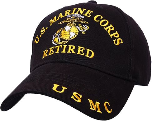United States Marine Corps Retired Cap – Officially Licensed, 100% Cotton, Black with Adjustable Durable & Comfortable Outdoor Hat for Veterans | Ideal for Hiking, Fishing & Everyday Wear in Saudi Arabia