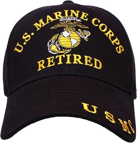 United States Marine Corps Retired Cap – Officially Licensed, 100% Cotton, Black with Adjustable Durable & Comfortable Outdoor Hat for Veterans | Ideal for Hiking, Fishing & Everyday Wear in Saudi Arabia