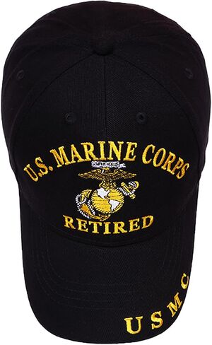 United States Marine Corps Retired Cap – Officially Licensed, 100% Cotton, Black with Adjustable Durable & Comfortable Outdoor Hat for Veterans | Ideal for Hiking, Fishing & Everyday Wear in Saudi Arabia