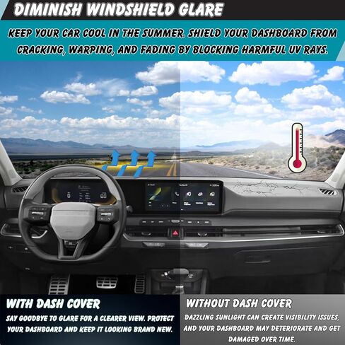 Non-Slip Dash Cover Dashboard Cover Mat Custom Fit Center Console Cover Sunshield Protector Pad Compatible with Kia K4 2025 2026 (Not for HUD) Accessories Pad (Black Trim) in Saudi Arabia