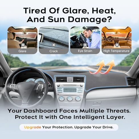 CARTIST Grey Dash Cover for 2007-2010 2011 Toyota Camry Dashboard Cover Accessories Premium Anti-Glare Sun Shade Camry Dash Mat Non-Slip&Airbag Safe Interior Protector in Saudi Arabia