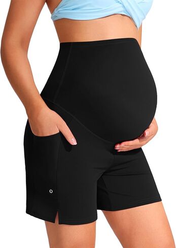 Mama Land Maternity Board Shorts Over the Belly - Women's Quick Dry Swimming Shorts with Pockets for Summer Beach Pool in Saudi Arabia