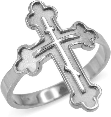 Religious Jewelry Eastern Orthodox Cross Ring in Solid 925 Sterling Silver in Saudi Arabia