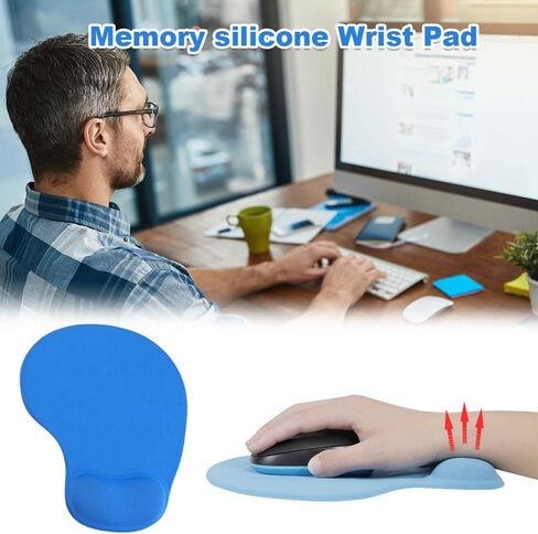 Office Mousepad with Support - Ergonomic Gaming Desktop Mouse Pad Wrist Rest - Design Gamepad Mat Rubber Base for Laptop Computer-Blue in Saudi Arabia