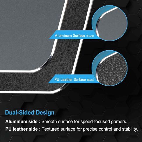 FOXXRAY PPM-22 Dual-Sided Aluminum Gaming Mouse Pad (9.45" x 7.87"), Hard Metal Mouse Mat with PU Leather, Non-Slip Design, Smooth & Precision Surface for All Mice in Saudi Arabia