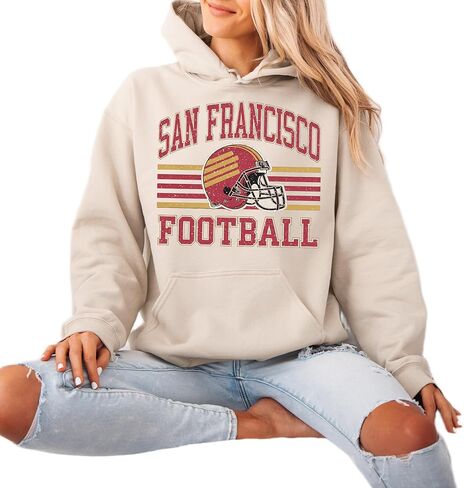 Distressed San Francisco Football Sweatshirt — Retro College Style Vintage Helmet Graphic in Kuwait