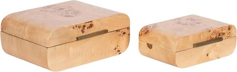 Kate and Laurel Burlock Decorative Burlwood Stacking Storage Box Set of 2, 10 x 8 and 8 x 6, Natural Wood, Modern Glam Two-Piece Box Set with Handles for Use as Jewelry Boxes or Perfume Organizers in Saudi Arabia