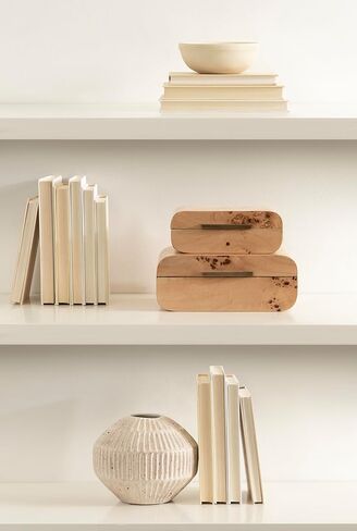 Kate and Laurel Burlock Decorative Burlwood Stacking Storage Box Set of 2, 10 x 8 and 8 x 6, Natural Wood, Modern Glam Two-Piece Box Set with Handles for Use as Jewelry Boxes or Perfume Organizers in Saudi Arabia