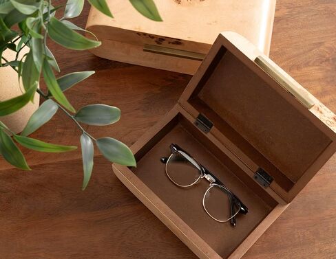 Kate and Laurel Burlock Decorative Burlwood Stacking Storage Box Set of 2, 10 x 8 and 8 x 6, Natural Wood, Modern Glam Two-Piece Box Set with Handles for Use as Jewelry Boxes or Perfume Organizers in Saudi Arabia