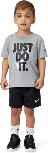 Nike Boy's Dri-Fit T-Shirt & Shorts 2 Piece Set (Black(66F026-023)/White/Grey, 7) in Saudi Arabia