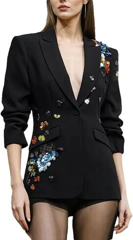 Women Blazer Flower Single Buttons Long Sleeve Ladies Blazer Coat Fashion Slim Suit Jacket in Saudi Arabia