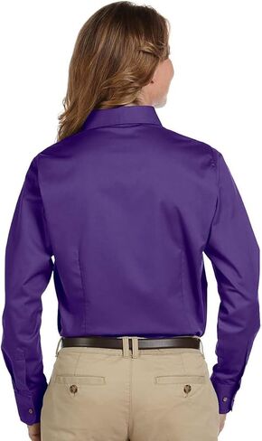 Harriton Ladies' Easy Blend™ Long-Sleeve Twill Shirt with Stain-Release M BLACK in Kuwait