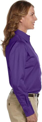 Harriton Ladies' Easy Blend™ Long-Sleeve Twill Shirt with Stain-Release M BLACK in Kuwait