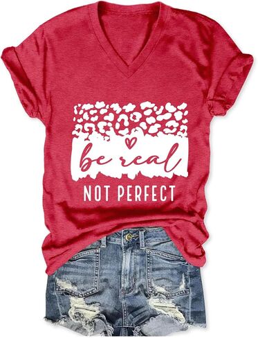 Be Real Not Perfect T Shirt Womens Summer Tops Kindness Shirt Inspirational Tees Short Sleeve Tshirts in Saudi Arabia