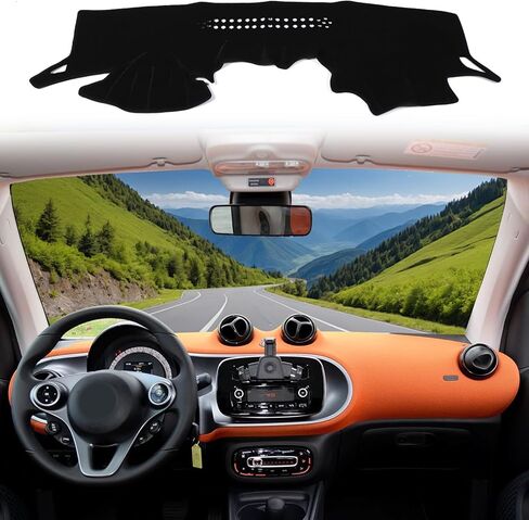 LLKUANG Dash Cover Mat Dashboard Mat Compatible with Benz Smart 2009-2016(with Clock),Polyester Car Dashboard Cover Sun Shade Pad,Anti-Slip Dash Board Pad Accessories,for LHD (for 2009-2014, Black) in Saudi Arabia