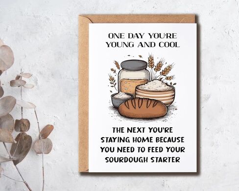 Sourdough Birthday Greeting Card - Bread Greeting Card - Bakery Bday Card - Gift For Daughter Son in Saudi Arabia