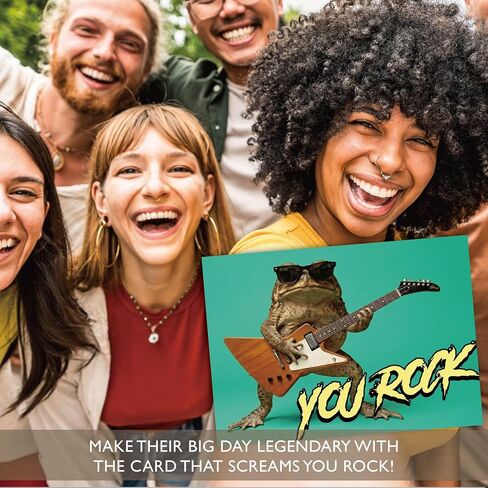 Gooji Funny Birthday Card for Husband, Son, Brother - 'You Rock' Electric Guitar Frog Greeting for Him - Happy Bday Note to Dad, Grandson, Nephew, Uncle, Best Friend, Men - Humorous Toad Joke in Saudi Arabia