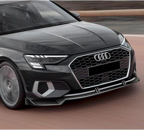 شفة المصد الأمامي مناسبة للتوافق مع 2022-2024 Audi A3 Sedan STP-Style مطلية باللون الأسود المصد الأمامي المفسد الشفة in Kuwait