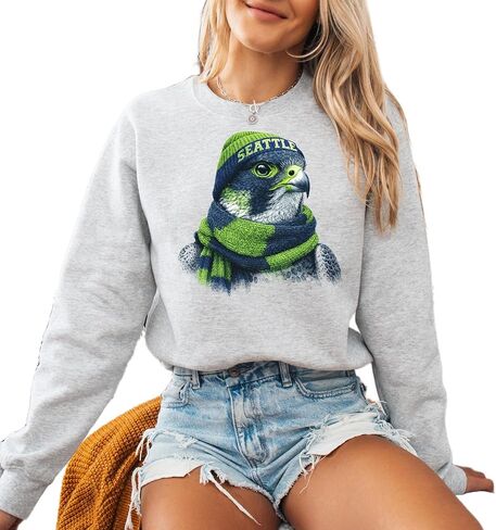 Seattle Football Mascot Sweatshirt | Cozy Unisex Crewneck Falcon Design | Game Day Pullover for Men and Women in Kuwait