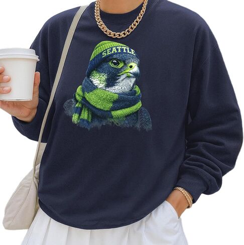 Seattle Football Mascot Sweatshirt | Cozy Unisex Crewneck Falcon Design | Game Day Pullover for Men and Women in Kuwait