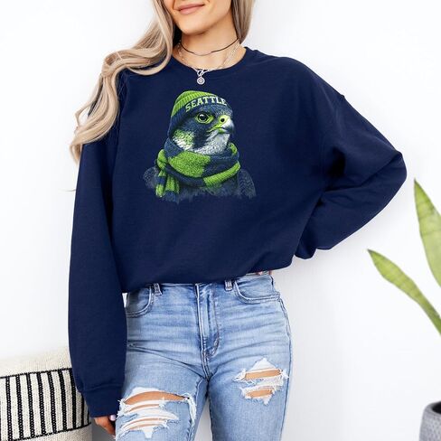Seattle Football Mascot Sweatshirt | Cozy Unisex Crewneck Falcon Design | Game Day Pullover for Men and Women in Kuwait