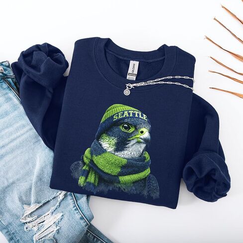 Seattle Football Mascot Sweatshirt | Cozy Unisex Crewneck Falcon Design | Game Day Pullover for Men and Women in Kuwait