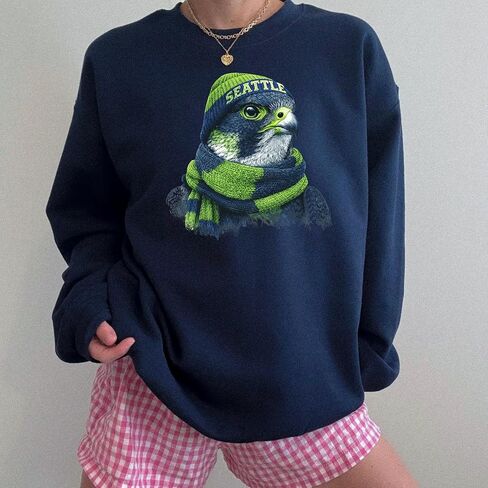 Seattle Football Mascot Sweatshirt | Cozy Unisex Crewneck Falcon Design | Game Day Pullover for Men and Women in Kuwait