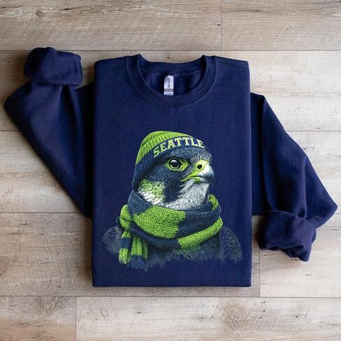 Seattle Football Mascot Sweatshirt | Cozy Unisex Crewneck Falcon Design | Game Day Pullover for Men and Women in Kuwait