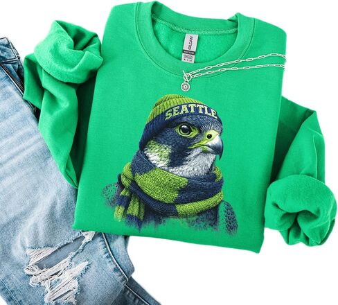 Seattle Football Mascot Sweatshirt | Cozy Unisex Crewneck Falcon Design | Game Day Pullover for Men and Women in Kuwait