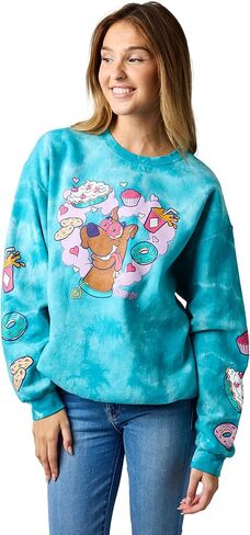 Bioworld Scooby Doo Snacks Women's Blue Cloud Wash Crew Neck Long Sleeve Fleece Sweatshirt in Saudi Arabia