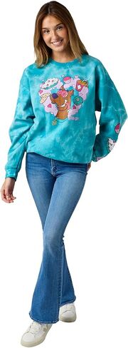 Bioworld Scooby Doo Snacks Women's Blue Cloud Wash Crew Neck Long Sleeve Fleece Sweatshirt in Saudi Arabia
