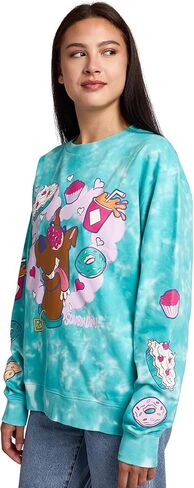 Bioworld Scooby Doo Snacks Women's Blue Cloud Wash Crew Neck Long Sleeve Fleece Sweatshirt in Saudi Arabia
