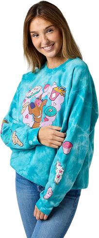 Bioworld Scooby Doo Snacks Women's Blue Cloud Wash Crew Neck Long Sleeve Fleece Sweatshirt in Saudi Arabia