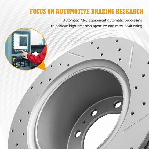 Disc Brake Rotor Rear Drilled and Slotted Vented Rotors Replacement for Ram 2500/3500 2011 2012 2013 2014 2015 2016 2017 2018, for Ram 1500 2012 with 8 Lug Wheels in Kuwait