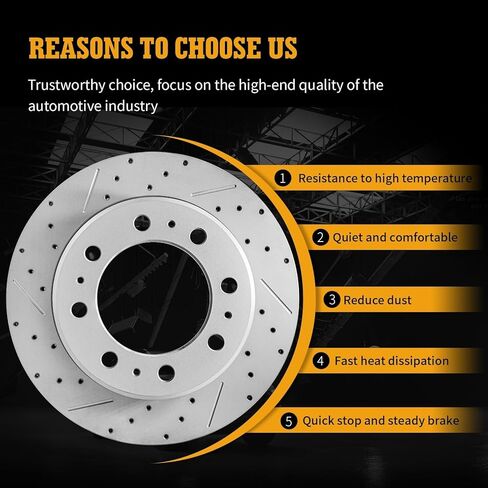 Disc Brake Rotor Rear Drilled and Slotted Vented Rotors Replacement for Ram 2500/3500 2011 2012 2013 2014 2015 2016 2017 2018, for Ram 1500 2012 with 8 Lug Wheels in Kuwait