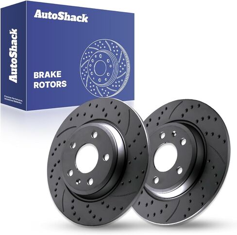 AutoShack 11.81" (299.9 mm) Rear Solid Drilled & Slotted Brake Rotors Coated Replacement for 2009-2017 Audi Q5 2009-2023 Audi A4 Silver Zinc Coated 2-PC Set SilverShield Pro in Saudi Arabia