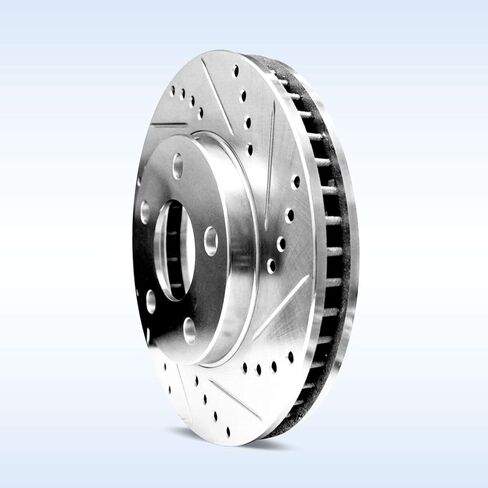 Power Sport For 2009-2015 Toyota Venza PowerSport Front Rear Silver Zinc Cross Drilled Slotted Brake Rotors in Saudi Arabia