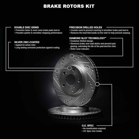 R1 Concepts Front Brake Rotors For 2017-2024 Alfa Romeo Giulia; 2018-2025 Alfa Romeo Stelvio| Drilled Slotted Disc Brake Rotors| Brakes and Rotors in Saudi Arabia