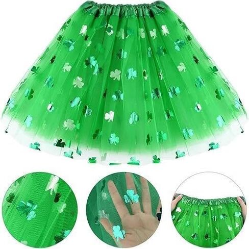 مجموعة إكسسوارات زي عيد القديس باتريك للنساء، تنورة توتو خضراء، قفازات لتدفئة الذراع، جوارب عالية، عصابة رأس ونظارات 5 قطع من إكسسوارات الحفلات in Kuwait