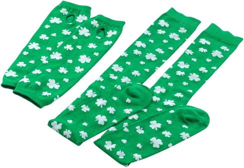 مجموعة إكسسوارات زي عيد القديس باتريك للنساء، تنورة توتو خضراء، قفازات لتدفئة الذراع، جوارب عالية، عصابة رأس ونظارات 5 قطع من إكسسوارات الحفلات in Kuwait