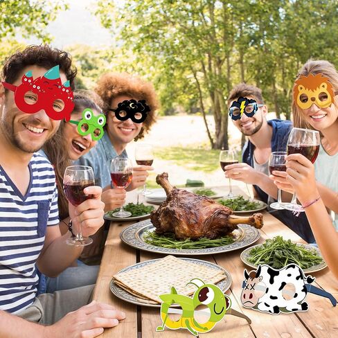 Melisheer 20 PCS Passover Paper Eyeglasses, Passover Decorations Ten Plagues Props Set, Pesach Decorations Jewish Holiday Party Favors for Pesach Seder Supplies Costume Dress up Accessories in Kuwait