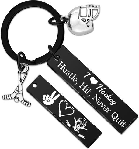 Hockey Gifts for Boys 8-12 Cool Hockey Gifts for Players Men Keychain Accessories Team Players Coach Birthday Christmas Stocking Stuffers, Double-sided Printing, 1 Piece in Kuwait