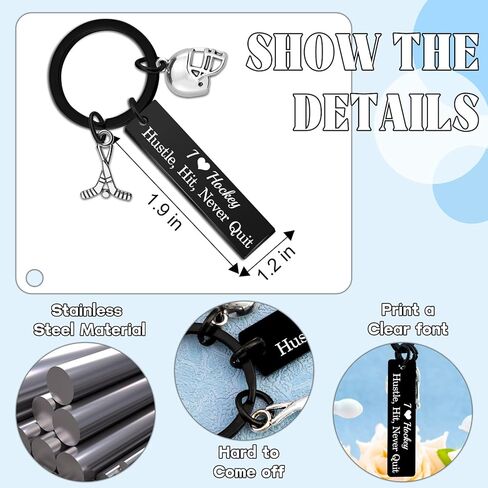 Hockey Gifts for Boys 8-12 Cool Hockey Gifts for Players Men Keychain Accessories Team Players Coach Birthday Christmas Stocking Stuffers, Double-sided Printing, 1 Piece in Kuwait